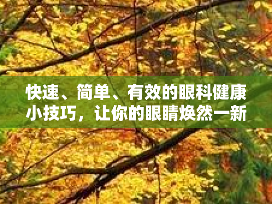快速、简单、有效的眼科健康小技巧，让你的眼睛焕然一新！