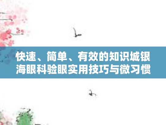 快速、简单、有效的知识城银海眼科验眼实用技巧与微习惯 快速、简单、有效的知识城银海眼科验眼实用技巧与微习惯