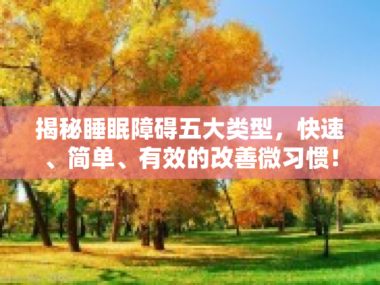 揭秘睡眠障碍五大类型，快速、简单、有效的改善微习惯！